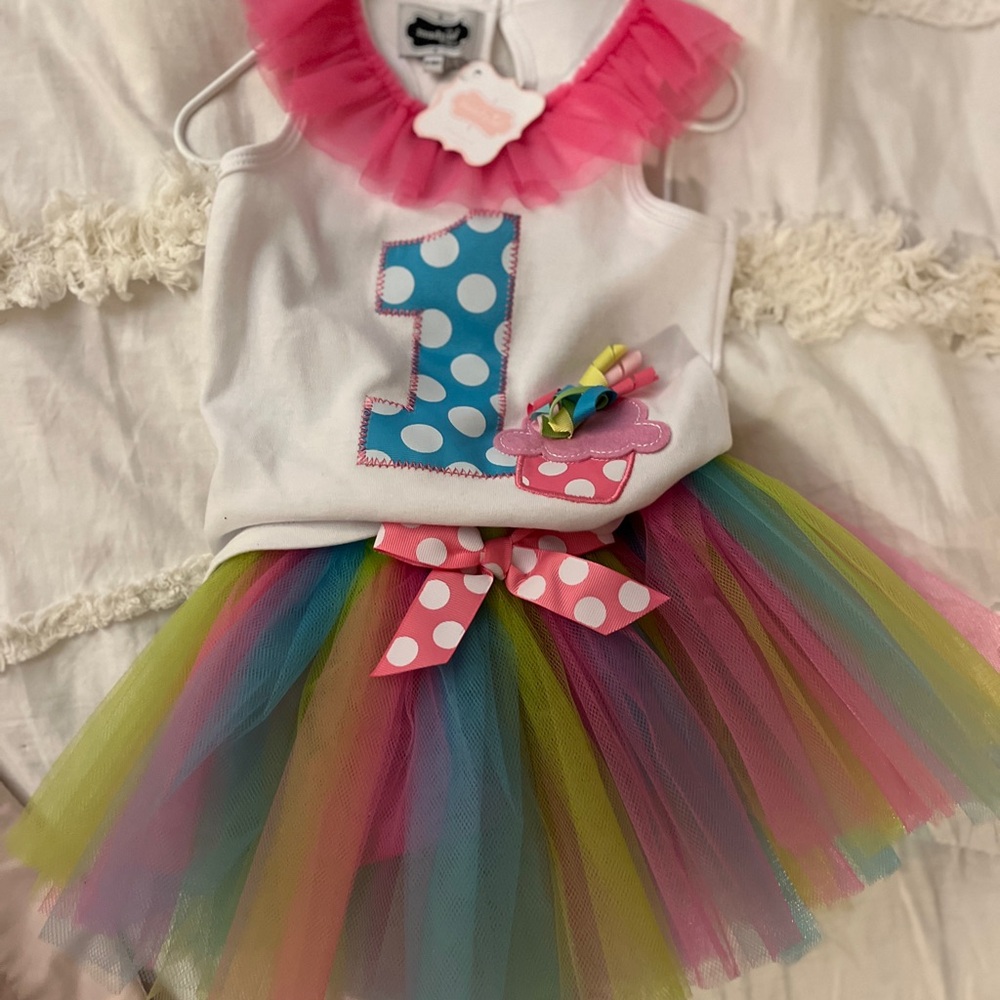 Mud Pie First Birthday Pink and Blue Tutu Dress